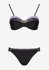 Fioletowo-Czarne Bikini Figi i Usztywniany Biustonosz Ozdobiony Metaliczną Nicią Artellia
