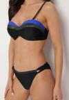 Niebiesko-Czarne Bikini Figi i Usztywniany Biustonosz Ozdobiony Metaliczną Nicią Artellia