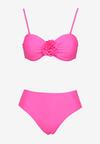 Różowe Bikini Biustonosz z Kwiatem 3D i Majtki Typu Figi Telanea
