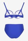 Niebieskie Bikini Biustonosz z Cyrkoniami i Majtki Typu Figi Tesenna