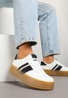 Białe Sneakersy w Stylu Klasycznych Tenisówek z Ozdobnymi Paskami Dellien