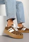 Panterkowe Sneakersy w Stylu Klasycznych Tenisówek z Ozdobnymi Paskami Dellien