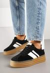 Czarne Sneakersy w Stylu Klasycznych Tenisówek z Ozdobnymi Paskami Dellien