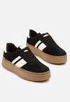 Czarne Sneakersy w Stylu Klasycznych Tenisówek z Ozdobnymi Paskami Dellien