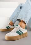 Beżowe Sneakersy w Stylu Klasycznych Tenisówek z Ozdobnymi Paskami Dellien