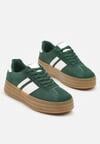 Zielone Sneakersy w Stylu Klasycznych Tenisówek z Ozdobnymi Paskami Dellien