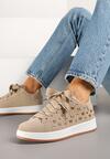 Ciemnobeżowe Sneakersy Ozdobione Nitami Felorenia