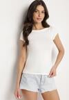 Biały T-shirt z Bawełny o Dopasowanym Kroju z Dekoltem w Łódkę Galerissa