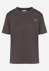 Ciemnoszary T-shirt z Małym Haftem Natavira