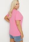 Różowy T-shirt Bawełniany Ozdobiony Cekinami Lirenell