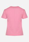 Różowy T-shirt Bawełniany Ozdobiony Cekinami Lirenell