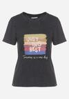 Czarny Bawełniany T-shirt Ozdobiony Nadrukiem Alonera