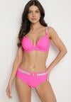 Fuksjowe Bikini Biustonosz z Cyrkoniami i Majtki Typu Figi Tesenna