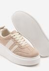 Ciemnobeżowe Sneakersy w Stylu Klasycznych Tenisówek na Grubej Podeszwie Rediree