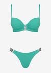 Zielone Bikini Biustonosz i Majtki Figi z Cyrkoniowymi Zdobieniami Galivra