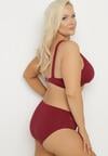 Bordowe Bikini Biustonosz i Majtki Typu Figi z Ażurowym Wzorem Lunella