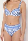 Niebieskie Bikini w Ornamentalny Wzór Biustonosz i Majtki Figi Mirazia
