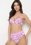 Fuksjowe Bikini w Ornamentalny Wzór Biustonosz i Majtki Figi Mirazia