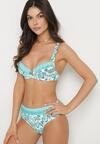 Jasnozielone Bikini w Ornamentalny Wzór Biustonosz i Majtki Figi Mirazia