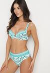Jasnozielone Bikini w Ornamentalny Wzór Biustonosz i Majtki Figi Mirazia