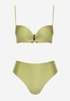 Zielone Bikini Biustonosz z Metaliczną Aplikacją i Majtki Figi Kinelisa