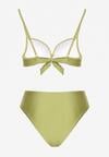 Zielone Bikini Biustonosz z Metaliczną Aplikacją i Majtki Figi Kinelisa