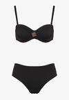 Czarne Bikini Majtki Typu Figi i Biustonosz z Geometryczną Ozdobą Kinavia