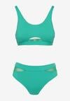 Zielone Bikini Majtki Figi i Biustonosz z Siateczkową Wstawką Natenira