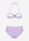 Fioletowe Bikini Biustonosz z Geometrycznym Wzorem Majtki Typu Figi Ulosalia