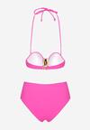 Fuksjowe Bikini Biustonosz z Geometrycznym Wzorem Majtki Typu Figi Ulosalia