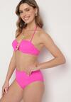 Fuksjowe Bikini Biustonosz z Geometrycznym Wzorem Majtki Typu Figi Ulosalia
