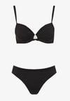 Czarne Bikini Biustonosz z Trójkątną Ozdobą i Majtki Typu Figi Natisalia