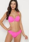 Fuksjowe Bikini Biustonosz z Trójkątną Ozdobą i Majtki Typu Figi Natisalia