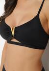 Czarne Bikini Biustonosz z Metaliczną Ozdobą i Majtki Figi Kinirela