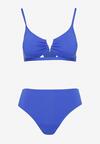 Niebieskie Bikini Biustonosz z Metaliczną Ozdobą i Majtki Figi Kinirela