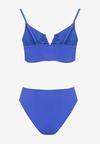 Niebieskie Bikini Biustonosz z Metaliczną Ozdobą i Majtki Figi Kinirela