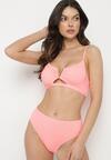 Różowe Bikini Biustonosz z Metaliczną Ozdobą i Majtki Figi Kinirela