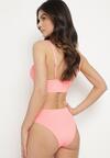Różowe Bikini Biustonosz z Metaliczną Ozdobą i Majtki Figi Kinirela