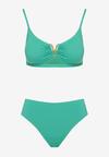 Ciemnozielone Bikini Biustonosz z Metaliczną Ozdobą i Majtki Figi Kinirela