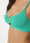 Ciemnozielone Bikini Biustonosz z Metaliczną Ozdobą i Majtki Figi Kinirela