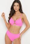 Fuksjowe Bikini Biustonosz z Metaliczną Ozdobą i Majtki Figi Kinirela