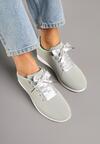 Szaro-Niebieskie Sneakersy Półbuty Ozdobione Wstążką Filarissa