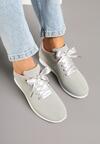 Szaro-Różowe Sneakersy Półbuty Ozdobione Wstążką Filarissa