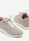 Szaro-Różowe Sneakersy Półbuty Ozdobione Wstążką Filarissa