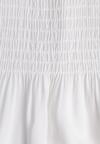 Biała Bawełniana Sukienka z Elastyczną Górą i Wiązanymi Ramiączkami Tolimea