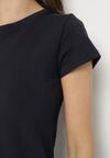 Granatowy Bawełniany Klasyczny T-shirt Lunolia
