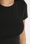 Czarny T-shirt Krótki z Wiskozą Eframera