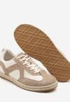 Ciemnobeżowe Sneakersy w Stylu Klasycznych Tenisówek z Plecioną Podeszwą Fevanelle