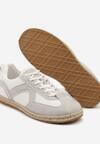 Biało-Szare Sneakersy w Stylu Klasycznych Tenisówek z Plecioną Podeszwą Fevanelle
