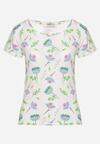 Biało-Zielony Bawełniany T-shirt Ozdobiony Nadrukiem Zarice